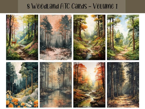 Download 8 Woodland ATC Cards for Scrapbooking - Premium Bundle
